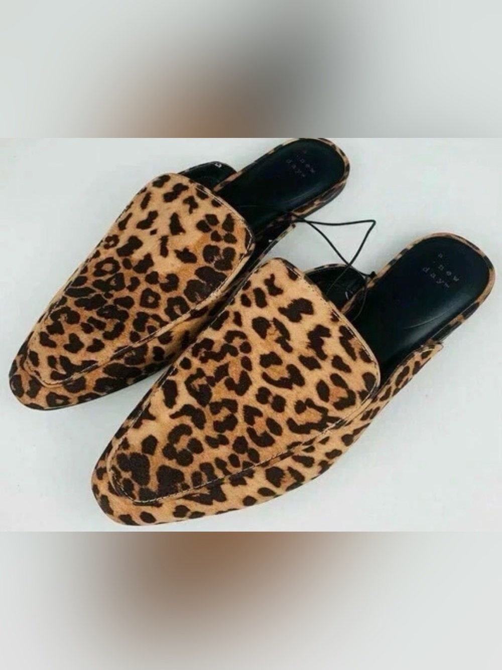 (size 6.5) A New Day Womens Slide Flat Shoes Leopard Slip On Closed Toes